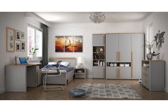 Surfinio von Forte - Kleiderschrank mit Nische grau - Catania Eiche