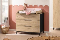 Tomke von Paidi - Babyzimmer-Set Eiche bordeaux - Naturschwarz
