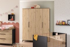 Tomke von Paidi - Babyzimmer-Set Eiche bordeaux - Naturschwarz