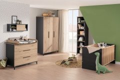 Tomke von Paidi - Babyzimmer-Set Eiche bordeaux - Naturschwarz