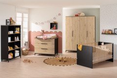 Tomke von Paidi - Babyzimmer-Set Eiche bordeaux - Naturschwarz