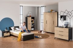 Tomke von Paidi - Babyzimmer-Set Eiche bordeaux - Naturschwarz