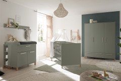 Oli-LE23 von Mäusbacher - Babyzimmer-Kombischrank grün matt lackiert