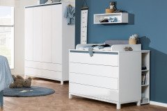 Olli von Paidi - Set: Wickelkommode weiß mit Unterstellregal & Wandregal