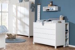 Olli von Paidi - Set: Wickelkommode weiß mit Unterstellregal & Wandregal
