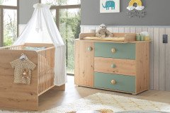 Birta von POL Power - Babyzimmer-Set Eiche Artisan - salbeigrün